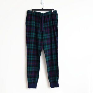 PJ Bottom - Old Navy Flannel - Cotton- Size L Tall - Green/Blue Plaid